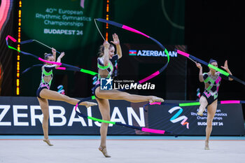 2024-05-26 - Azerbaijani group team seen during 40th European Rhythmic Gymnastics Championships Budapest 2024 at Papp Laszlo Budapest Sportarena, Budapest, Hungary on May 25, 2024 - 40TH EUROPEAN RHYTHMIC CHAMPIONSHIPS SENIOR INDIVIDUALS & GROUPS AND JUNIOR INDIVIDUALS - GYMNASTICS - OTHER SPORTS