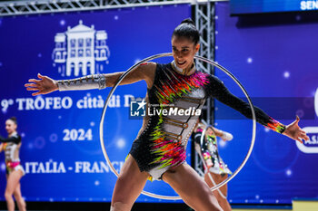 2024-03-09 - Italy senior group seen in action during Rhythmic Gymnastics FGI Italy-France bilateral competition 2024 at PalaFitLineDesio, Desio, Italy on March 09, 2024 - TROFEO CITTà DI DESIO - BILATERALE ITALIA FRANCIA - GYMNASTICS - OTHER SPORTS