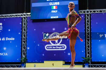 2024-03-09 - Tara Dragas of Italy seen in action during Rhythmic Gymnastics FGI Italy-France bilateral competition 2024 at PalaFitLineDesio, Desio, Italy on March 09, 2024 - TROFEO CITTà DI DESIO - BILATERALE ITALIA FRANCIA - GYMNASTICS - OTHER SPORTS