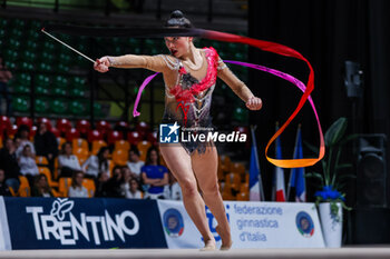 2024-03-09 - Milena Baldassarri of Italy seen in action during Rhythmic Gymnastics FGI Italy-France bilateral competition 2024 at PalaFitLineDesio, Desio, Italy on March 09, 2024 - TROFEO CITTà DI DESIO - BILATERALE ITALIA FRANCIA - GYMNASTICS - OTHER SPORTS