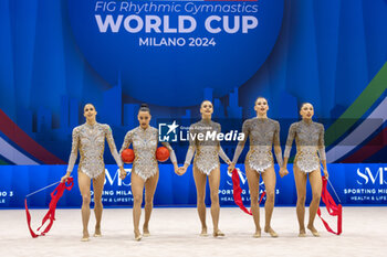 2024-06-23 - Team Italy during Finals All-Around of FIG Rhythmic Gymnastics World Cup, at Unipol Forum, Milan on 23 June, 2024 - RHYTHMIC GYMNASTIC - WORLD CUP 2024 FINALS - GYMNASTICS - OTHER SPORTS