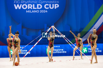 2024-06-23 - Team Mexico during Finals All-Around of FIG Rhythmic Gymnastics World Cup, at Unipol Forum, Milan on 23 June, 2024 - RHYTHMIC GYMNASTIC - WORLD CUP 2024 FINALS - GYMNASTICS - OTHER SPORTS