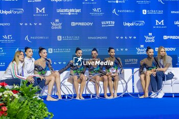 2024-06-23 - Team Italy during Group Finals 5 Hoops of FIG Rhythmic Gymnastics World Cup, at Unipol Forum, Milan on 23 June, 2024 - RHYTHMIC GYMNASTIC - WORLD CUP 2024 FINALS - GYMNASTICS - OTHER SPORTS