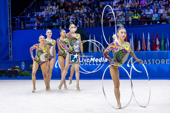 2024-06-23 - Team Mexico during Group Finals 5 Hoops of FIG Rhythmic Gymnastics World Cup, at Unipol Forum, Milan on 23 June, 2024 - RHYTHMIC GYMNASTIC - WORLD CUP 2024 FINALS - GYMNASTICS - OTHER SPORTS