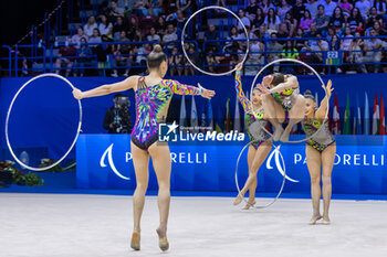 2024-06-23 - Team Mexico during Group Finals 5 Hoops of FIG Rhythmic Gymnastics World Cup, at Unipol Forum, Milan on 23 June, 2024 - RHYTHMIC GYMNASTIC - WORLD CUP 2024 FINALS - GYMNASTICS - OTHER SPORTS