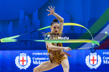 2024-06-23 - ALEXANDRE Maria Eduarda (Bra) during Finals Ribbon of FIG Rhythmic Gymnastics World Cup, at Unipol Forum, Milan on 23 June, 2024 - RHYTHMIC GYMNASTIC - WORLD CUP 2024 FINALS - GYMNASTICS - OTHER SPORTS