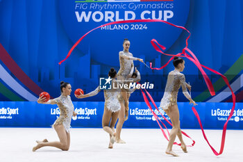 2024-06-23 - Team China during Finals 3 Ribbons ans 2 Balls of FIG Rhythmic Gymnastics World Cup, at Unipol Forum, Milan on 23 June, 2024 - RHYTHMIC GYMNASTIC - WORLD CUP 2024 FINALS - GYMNASTICS - OTHER SPORTS