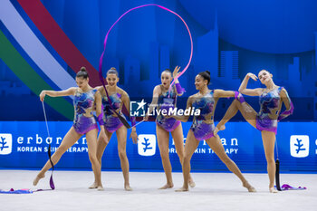 2024-06-23 - Team France during Finals 3 Ribbons ans 2 Balls of FIG Rhythmic Gymnastics World Cup, at Unipol Forum, Milan on 23 June, 2024 - RHYTHMIC GYMNASTIC - WORLD CUP 2024 FINALS - GYMNASTICS - OTHER SPORTS