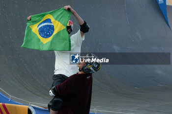 2024-09-07 - Gui Khury and Augusto Akio, celebrate the victory, during the World Skate Games Italy 2024 specialty Skateboard Vert, Rome Pincio terrace 09 September 2024 - WORLD SKATE GAMES ITALIA 2024 - SKATEBOARD VERT SPECIALITY - SKATEBORD - OTHER SPORTS