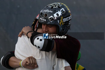 2024-09-07 - Gui Khury and Augusto Akio, celebrate the victory, during the World Skate Games Italy 2024 specialty Skateboard Vert, Rome Pincio terrace 09 September 2024 - WORLD SKATE GAMES ITALIA 2024 - SKATEBOARD VERT SPECIALITY - SKATEBORD - OTHER SPORTS