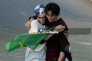 2024-09-07 - Gui Khury and Augusto Akio, celebrate the victory, during the World Skate Games Italy 2024 specialty Skateboard Vert, Rome Pincio terrace 09 September 2024 - WORLD SKATE GAMES ITALIA 2024 - SKATEBOARD VERT SPECIALITY - SKATEBORD - OTHER SPORTS