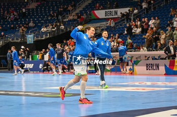 2024-01-11 - Slovenia warmup during the Men’s EHF Euro 2024 match between Slovenia vs. Faroe Islands at the Mercedes-Benz Arena in Berlin, Germany - MEN'S EHF EURO 2024 - SLOVENIA VS FAROE ISLAND - HANDBALL - OTHER SPORTS