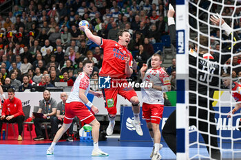 2024-01-11 - Sander Sagosen (Norway) scores a goal during the Men’s EHF Euro 2024 match between Norway vs. Poland at the Mercedes-Benz Arena in Berlin, Germany - MEN'S EHF EURO 2024 - NORWAY VS POLAND - HANDBALL - OTHER SPORTS