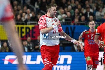 2024-01-11 - Happiness of Kamil Syprzak (Poland) after scores a goal during the Men’s EHF Euro 2024 match between Norway vs. Poland at the Mercedes-Benz Arena in Berlin, Germany - MEN'S EHF EURO 2024 - NORWAY VS POLAND - HANDBALL - OTHER SPORTS