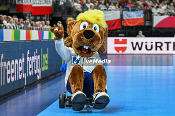 2024-01-11 - EHF's mascotte during the Men’s EHF Euro 2024 match between Norway vs. Poland at the Mercedes-Benz Arena in Berlin, Germany - MEN'S EHF EURO 2024 - NORWAY VS POLAND - HANDBALL - OTHER SPORTS