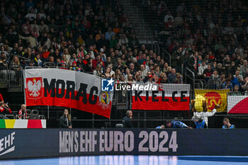 2024-01-13 - Poland supporters during the Men’s EHF Euro 2024 match between Slovenia vs.Poland at the Mercedes-Benz Arena in Berlin, Germany - MEN'S EHF EURO 2024 - POLAND VS SLOVENIA - HANDBALL - OTHER SPORTS