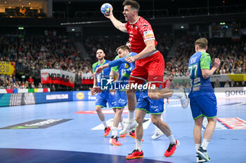 2024-01-13 - Szymon Sicko (Poland) after scores a goal during the Men’s EHF Euro 2024 match between Slovenia vs.Poland at the Mercedes-Benz Arena in Berlin, Germany - MEN'S EHF EURO 2024 - POLAND VS SLOVENIA - HANDBALL - OTHER SPORTS