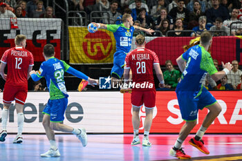 2024-01-13 - Tilen Kodrin (Slovenia) during the Men’s EHF Euro 2024 match between Slovenia vs.Poland at the Mercedes-Benz Arena in Berlin, Germany - MEN'S EHF EURO 2024 - POLAND VS SLOVENIA - HANDBALL - OTHER SPORTS