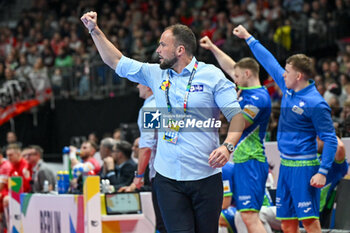 2024-01-13 - Happiness of Head Coach Uros Zorman (Slovenia) during the Men’s EHF Euro 2024 match between Slovenia vs.Poland at the Mercedes-Benz Arena in Berlin, Germany - MEN'S EHF EURO 2024 - POLAND VS SLOVENIA - HANDBALL - OTHER SPORTS