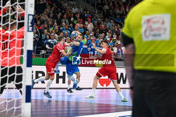 2024-01-13 - Aleks Vlah (Slovenia) during the Men’s EHF Euro 2024 match between Slovenia vs.Poland at the Mercedes-Benz Arena in Berlin, Germany - MEN'S EHF EURO 2024 - POLAND VS SLOVENIA - HANDBALL - OTHER SPORTS