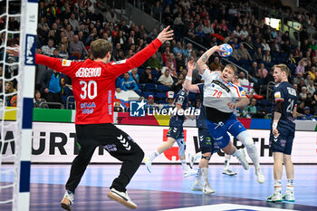2024-01-13 - Teis Horn Rasmussen (Faore Islands) during the Men’s EHF Euro 2024 match between Faroe Islands vs.Norway at the Mercedes-Benz Arena in Berlin, Germany - MEN'S EHF EURO 2024 - FAROE ISLANDS VS NORWAY - HANDBALL - OTHER SPORTS