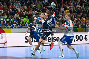2024-01-13 - Tobias Schjolberg Grondahl (Norway) during the Men’s EHF Euro 2024 match between Faroe Islands vs.Norway at the Mercedes-Benz Arena in Berlin, Germany - MEN'S EHF EURO 2024 - FAROE ISLANDS VS NORWAY - HANDBALL - OTHER SPORTS