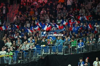 2024-01-14 - France supporters during the Men’s EHF Euro 2024 match between Swiss vs. France at the Mercedes-Benz Arena in Berlin, Germany - MEN'S EHF EURO 2024 - SWITZERLAND VS FRANCE - HANDBALL - OTHER SPORTS