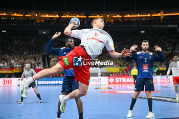 2024-01-14 - Manuel Zehnder (Swiss) during the Men’s EHF Euro 2024 match between Swiss vs. France at the Mercedes-Benz Arena in Berlin, Germany - MEN'S EHF EURO 2024 - SWITZERLAND VS FRANCE - HANDBALL - OTHER SPORTS