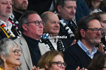 2024-01-14 - German Chancellor Olaf Scholz during the Men’s EHF Euro 2024 match between North Macedonia vs. Germany at the Mercedes-Benz Arena in Berlin, Germany - MEN'S EHF EURO 2024 - NORTH MACEDONIA VS GERMANY - HANDBALL - OTHER SPORTS