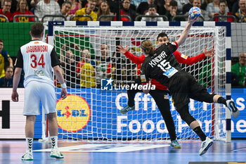 2024-01-14 - Juri Knorr (Germany) during the Men’s EHF Euro 2024 match between North Macedonia vs. Germany at the Mercedes-Benz Arena in Berlin, Germany - MEN'S EHF EURO 2024 - NORTH MACEDONIA VS GERMANY - HANDBALL - OTHER SPORTS