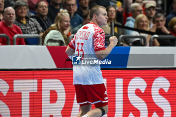 2024-01-15 - Happiness of Jakub Szyszko (Poland) after scores a goal during the Men’s EHF Euro 2024 match between Poland vs. Faroe Islands at the Mercedes-Benz Arena in Berlin, Germany - MEN'S EHF EURO 2024 - POLAND VS FAROE ISLANDS - HANDBALL - OTHER SPORTS