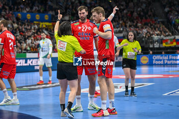 2024-01-15 - 2 minutes suspension for Harald Reinkind (Norway) during the Men’s EHF Euro 2024 match between Norway vs. Slovenia at the Mercedes-Benz Arena in Berlin, Germany - MEN'S EHF EURO 2024 - NORWAY VS SLOVENIA - HANDBALL - OTHER SPORTS