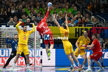 2024-01-16 - Andre Schmid (Swiss) during the Men’s EHF Euro 2024 match between North Macedonia vs. Swiss at the Mercedes-Benz Arena in Berlin, Germany - MEN'S EHF EURO 2024 - NORTH MACEDONIA VS SWISS - HANDBALL - OTHER SPORTS