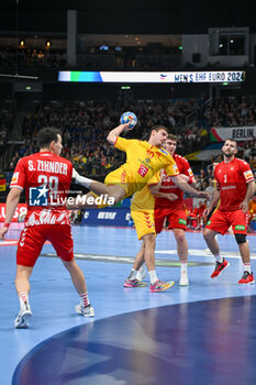 2024-01-16 - Marko Mitev (North Macedonia) during the Men’s EHF Euro 2024 match between North Macedonia vs. Swiss at the Mercedes-Benz Arena in Berlin, Germany - MEN'S EHF EURO 2024 - NORTH MACEDONIA VS SWISS - HANDBALL - OTHER SPORTS
