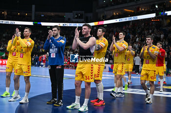 2024-01-16 - North Macedonia greets the fans at the end of the match the Men’s EHF Euro 2024 match between North Macedonia vs. Swiss at the Mercedes-Benz Arena in Berlin, Germany - MEN'S EHF EURO 2024 - NORTH MACEDONIA VS SWISS - HANDBALL - OTHER SPORTS