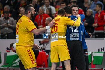 2024-01-16 - Happiness of North Macedonia after win the Men’s EHF Euro 2024 match between North Macedonia vs. Swiss at the Mercedes-Benz Arena in Berlin, Germany - MEN'S EHF EURO 2024 - NORTH MACEDONIA VS SWISS - HANDBALL - OTHER SPORTS
