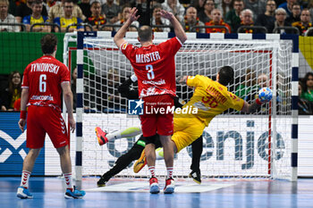 2024-01-16 - Milan Lazarevski (North Macedonia) during the Men’s EHF Euro 2024 match between North Macedonia vs. Swiss at the Mercedes-Benz Arena in Berlin, Germany - MEN'S EHF EURO 2024 - NORTH MACEDONIA VS SWISS - HANDBALL - OTHER SPORTS