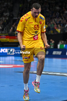 2024-01-16 - Happiness of Petar Atanasijevikj (North Macedonia) after scores a goal during the Men’s EHF Euro 2024 match between North Macedonia vs. Swiss at the Mercedes-Benz Arena in Berlin, Germany - MEN'S EHF EURO 2024 - NORTH MACEDONIA VS SWISS - HANDBALL - OTHER SPORTS