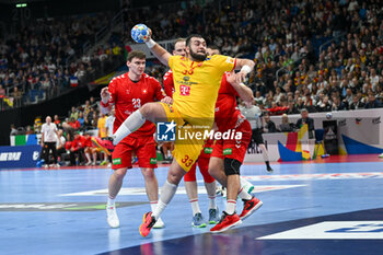 2024-01-16 - Zharko Peshevski (North Macedonia) during the Men’s EHF Euro 2024 match between North Macedonia vs. Swiss at the Mercedes-Benz Arena in Berlin, Germany - MEN'S EHF EURO 2024 - NORTH MACEDONIA VS SWISS - HANDBALL - OTHER SPORTS