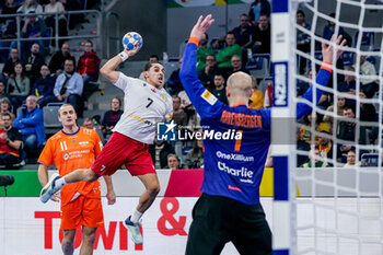 2024-01-11 - Khazein Rustamov of Georgia during the Men's EHF Euro 2024, Group E football match between Netherlands and Georgia on January 11, 2024 at SAPP Arena in Mannheim, Germany - HANDBALL - MEN'S EHF EURO 2024 - NETHERLANDS V GEORGIA - HANDBALL - OTHER SPORTS
