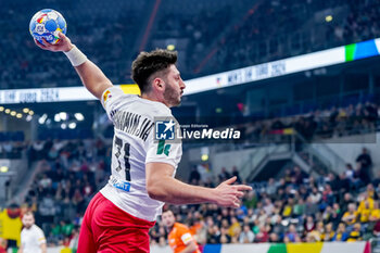 2024-01-11 - Giorgi Arvelodi of Georgia during the Men's EHF Euro 2024, Group E football match between Netherlands and Georgia on January 11, 2024 at SAPP Arena in Mannheim, Germany - HANDBALL - MEN'S EHF EURO 2024 - NETHERLANDS V GEORGIA - HANDBALL - OTHER SPORTS