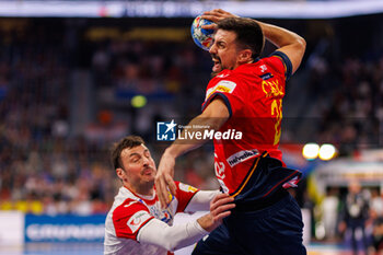 2024-01-12 - Agustín Marcelo Casado of Spain during the Men's EHF Euro 2024, Group B handball match between Spain and Croatia on January 12, 2024 at SAP-Arena in Mannheim, Germany - HANDBALL - MEN'S EHF EURO 2024 - SPAIN V CROATIA - HANDBALL - OTHER SPORTS