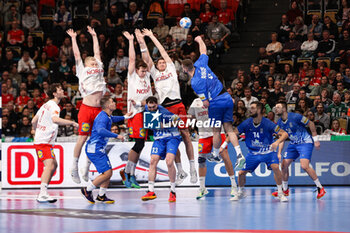 2024-01-13 - Theodoros Boskos of Greece during the Men's Euro 2024, Group F handball match between Greece and Denmark on January 13, 2024 at Olympiahalle in Munich, Germany - HANDBALL - MEN'S EHF EURO 2024 - GREECE V DENMARK - HANDBALL - OTHER SPORTS
