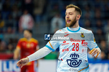 2024-01-14 - Aleix Gómez Abelló of Spain during the Men's Euro 2024, Group B handball match between Romania and Spain on January 14, 2024 at SAP-Arena in Mannheim, Germany - HANDBALL - MEN'S EHF EURO 2024 - ROMANIA V SPAIN - HANDBALL - OTHER SPORTS
