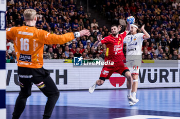2024-01-14 - Ymir Gislason of Montenegro during the Men's Euro 2024, Group C handball match between Montenegro and Iceland on January 14, 2024 at Olympiahalle in Munich, Germany - HANDBALL - MEN'S EHF EURO 2024 - MONTENEGRO V ICELAND - HANDBALL - OTHER SPORTS