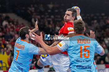 2024-01-17 - Rasmus Lauge Schmidt of Denmark during the Men's EHF Euro 2024, Group E handball match between Denmark and Netherlands on January 17, 2024 at Barclays Arena in Hamburg, Germany - HANDBALL - MEN'S EHF EURO 2024 - DENMARK V NETHERLANDS - HANDBALL - OTHER SPORTS