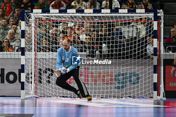 2024-01-18 - Laszlo Bartucz (Hungary) saves the ball during the Men’s EHF Euro 2024 match between Hungary vs.Austria at the Lanxess Arena in Berlin, Cologne - MEN'S EHF EURO 2024 - HUNGARY VS AUSTRIA - HANDBALL - OTHER SPORTS