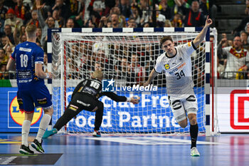 2024-01-18 - Happiness of Rune Dahmke (Germany) after scores a goal during the Men’s EHF Euro 2024 match between Germany vs. Iceland at the Lanxess Arena in Berlin, Cologne - MEN'S EHF EURO 2024 - GERMANY VS ICELAND - HANDBALL - OTHER SPORTS