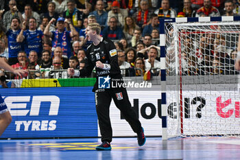2024-01-18 - Happiness of Viktor Hallgrimsson (Iceland) after saves the ball during the Men’s EHF Euro 2024 match between Germany vs. Iceland at the Lanxess Arena in Berlin, Cologne - MEN'S EHF EURO 2024 - GERMANY VS ICELAND - HANDBALL - OTHER SPORTS
