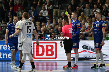 2024-01-18 - Yellow Card for for Johannes Golla (Germany) during the Men’s EHF Euro 2024 match between Germany vs. Iceland at the Lanxess Arena in Berlin, Cologne - MEN'S EHF EURO 2024 - GERMANY VS ICELAND - HANDBALL - OTHER SPORTS